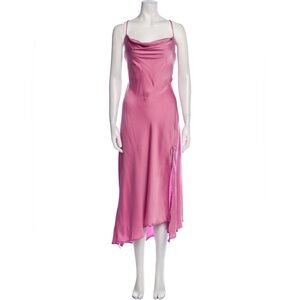 ASTR the Label Pink Maxi Silk Dress with Slit